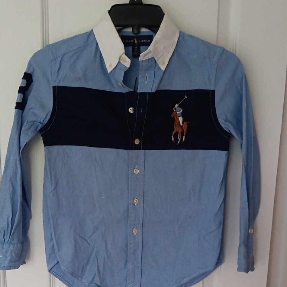 Ralph Lauren Blue Button Down Shirt with Logo